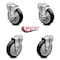 Service Caster 5 Inch Black Polyurethane Wheel Swivel Bolt Hole Caster Set with 2 Brake SCC SCC-BH20S514-PPUB-BLK-TLB-2-S-2 - alternate 5